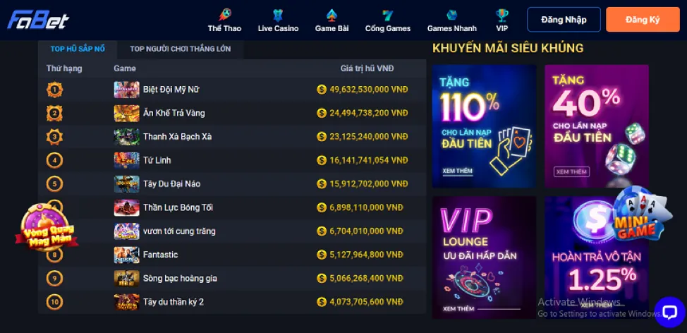 Giao diện trò chơi Slot Games đa dạng trên kubet kim